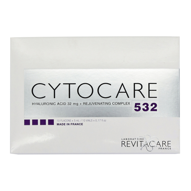 Revitacare Cytocare 532 Mesotherapy Skin Booster 10x5ml Vials, 32mg Hyaluronic Acid 532 Nutrients Facial Anti-Aging Hydrating Rejuvenation Injectable 